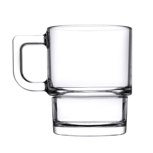 Pasabahce Hill 320 ml átlátszó üveg bögre, egymásra rakható design