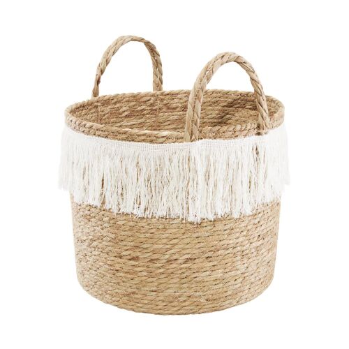 Ambition Boho Tengerifű Kosár fehér rojtokkal, 33x28 cm - Tárolás és rendszerezés