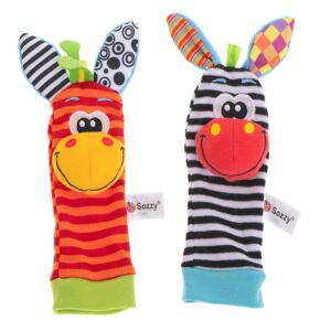 Vidám állatfigurás csörgő zokni babáknak - 2 db (BBI-9343-1) 130789085 - Csörgő
