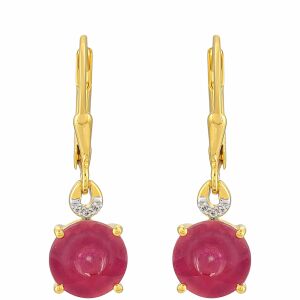 Arannyal Bevont Ezüst Fülbevaló Thai Rubinnal és Fehér Topázzal, PCY11162 130789248 - Divat & Öltözködés