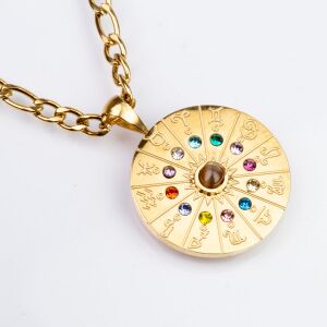 Arany tónusú Emporia Ötvözetű Nyaklánc Tigrisszem Drágakővel ( Nyaklánc+Medál ), WUSH01 130789255 - Emporia