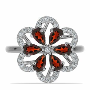 Ezüst Gyűrű Barton Gránáttal és Fehér Topázzal, Y59548/57 130789317 - Női gyűrű