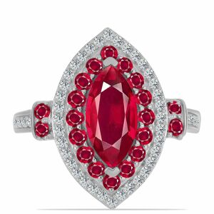 Ezüst Gyűrű Madagaszkári Rubinnal és Fehér Topázzal, Y59555/54 130789321 - Női kiegészítő