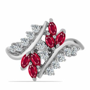 Ezüst Gyűrű Madagaszkári Rubinnal és Fehér Topázzal, Y59570/57 130789328 - Nőknek
