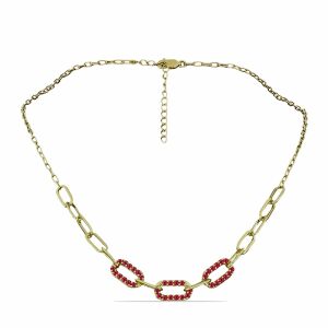 Arannyal Bevont Ezüst Nyaklánc Madagaszkári Rubinnal, Y59602 130789341 - Női nyaklánc