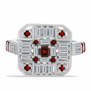 Ezüst Gyűrű Barton Gránáttal és Fehér Cirkónnal, Y59648/54 130789389 - Nőknek