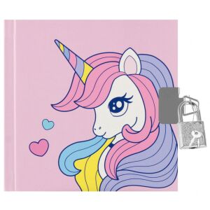 Unikornis napló kulccsal, 13x13cm, rózsaszín (558484) 130795758 - Napló