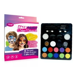 TyToo Colour Splash Arcfesték Szett - 12 szín, Csillámporral és Ecsetekkel 130797079 - Arcfesték