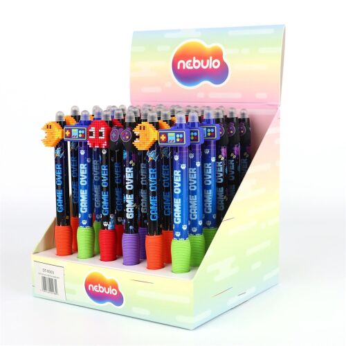 Nebulo Radírozható Zselés Tollak, Pixel Gamer Design, 36 darabos display