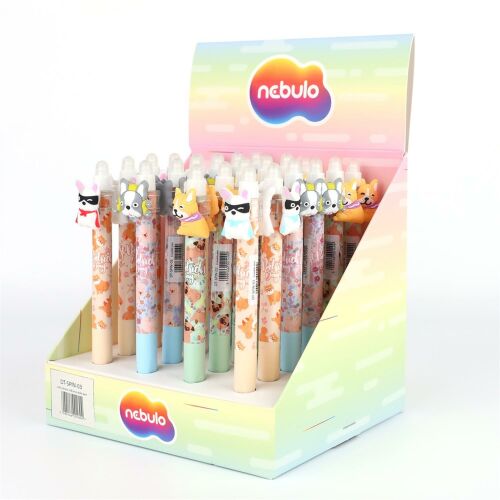 Zseléstoll radírozható, nyomógombos, pörgetős kutyus 24 db/display Nebulo