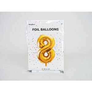 Party Deco Balon foliowy Cyfra "8", 86cm, złoty uniwersalny 130918949 - Bułka w powietrzu