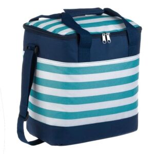 Tyrkysová pruhovaná 15L izolovaná chladiaca taška s ramenným popruhom - Chladiace tašky, chladiace vložky