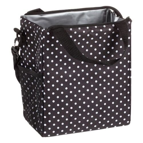 Torba na zamek błyskawiczny Zip and Zip, pojemność 8 l, 21x16x24 cm, czarna w białe kropki