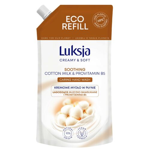 Luksja Creamy & Soft Łagodzące Kremowe Mydło w płynie Mleczko Bawełniane i Prowitamina B5 400ml - zapas 130920759