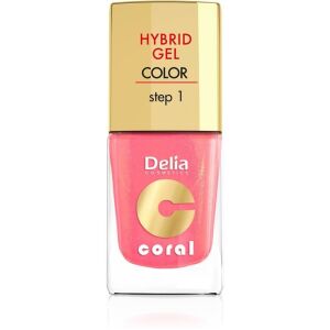 Delia Cosmetics Coral Hybrid Gel Emalia do paznokci nr 16, ciepły średni róż - Lakier do paznokci