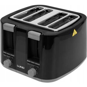 LUND 4-Scheiben Toaster, Schwarz, 1500W, Edelstahl Toaster - Toaster und Standmixer