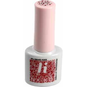 Félpermanens körömlakk, Hi Hybrid, 5 ml, Piros csillámmal