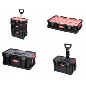 Cutie de scule pe roti, Qbrick, Plastic, Negru/Rosu 130950296 - Instrument