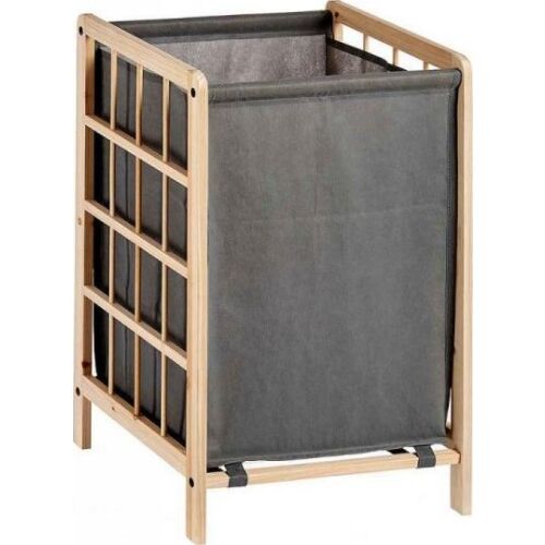 Kôš na bielizeň Szennyes kosar sivý s dreveným rámom