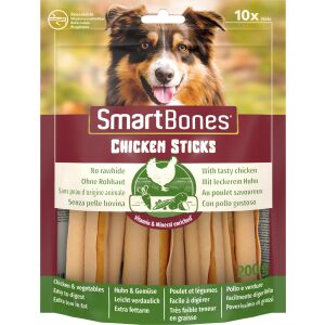SmartBones Chicken Sticks kutyáknak, 10 darab, nincs bőr, csirke és zöldség ízű - Állattartás