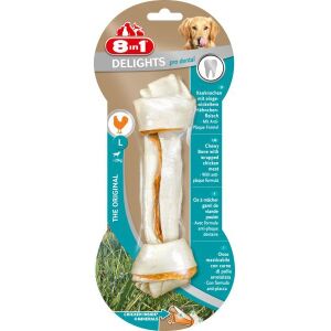 8in1 Delights Pro Dental L Kauknochen für große Hunde, Hühnchengeschmack, Anti-Plaque-Formel - Hundefutter