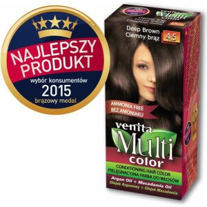 Venita Multi Color 4.5 Deep Brown farba do włosów bez amoniaku z olejkiem arganowym i macadamia - Farba do włosów