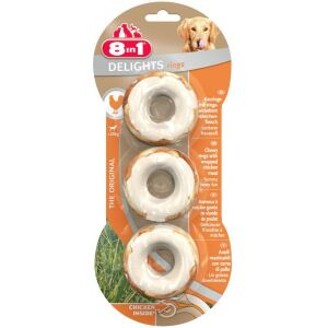8in1 Delights Rings recompense pentru câini, aromă de pui, pachet de 3 - Momeală pentru recompensarea câinilor