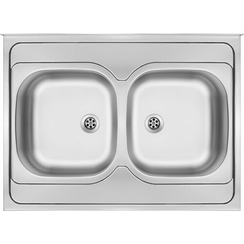 TANGO Rozsdamentes mosogató, 2 medence hátfallal, magasított kivitel - textil hatású, 800 x 600 mm 130951907