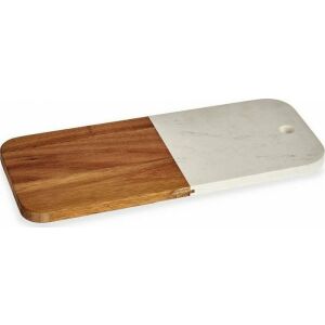 Tocător din lemn de acacia și marmură, maro și alb, 18x1,5x38 cm - Ustensile de bucătărie