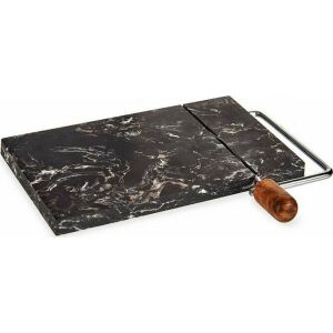Deska do krojenia z czarnego drewna akacjowego z marmurem i krajalnicą do sera - Deska do krojenia