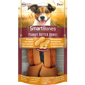 SmartBones Peanut Butter Bones Medium 2 darabos kutyáknak, nincs nyersbőr, csirke és mogyoróvaj ízű - Állattartás