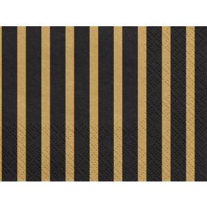 Serwetki Paski złote serwetki papierowe w paski, 33x33 cm, 20 sztuk w opakowaniu - Serwetki