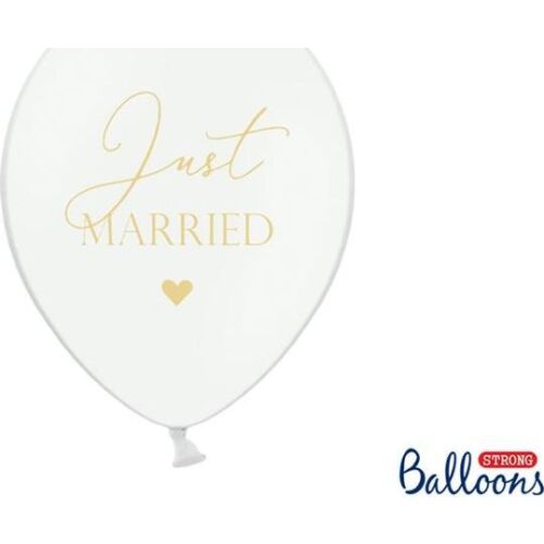 6 darab Just Married latex lufi készlet, fehér, 30 cm 130953702