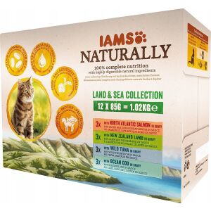 IAMS Naturally Adult Land &amp; Sea Collection nedves macskaeledel, 12x85g 130961380 - Macskaeledel