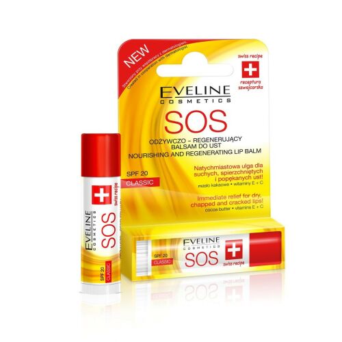 Eveline SOS Classic ajakbalzsam SPF 20, tápláló és regeneráló - Ajakápoló