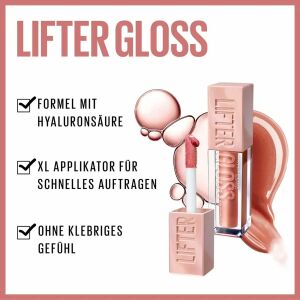 Maybelline Lifter Gloss Reef 006, hydratačný lesk na pery s kyselinou hyalurónovou, nelepivá formula - Ústa