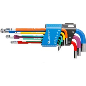 HÖGERT imbuszkulcs színkódos 9 részes HEX 1,5-10mm HT1W806 130969046 - Imbuszkulcs