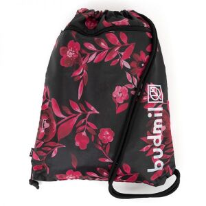 Budmil fekete-rózsaszín virágos tornazsák cipzáras zsebbel - Tornazsák