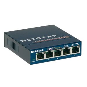 Netgear GS105 5-Port Gigabit Ethernet Niezarządzalny Przełącznik Widok pod kątem - Przełącznik