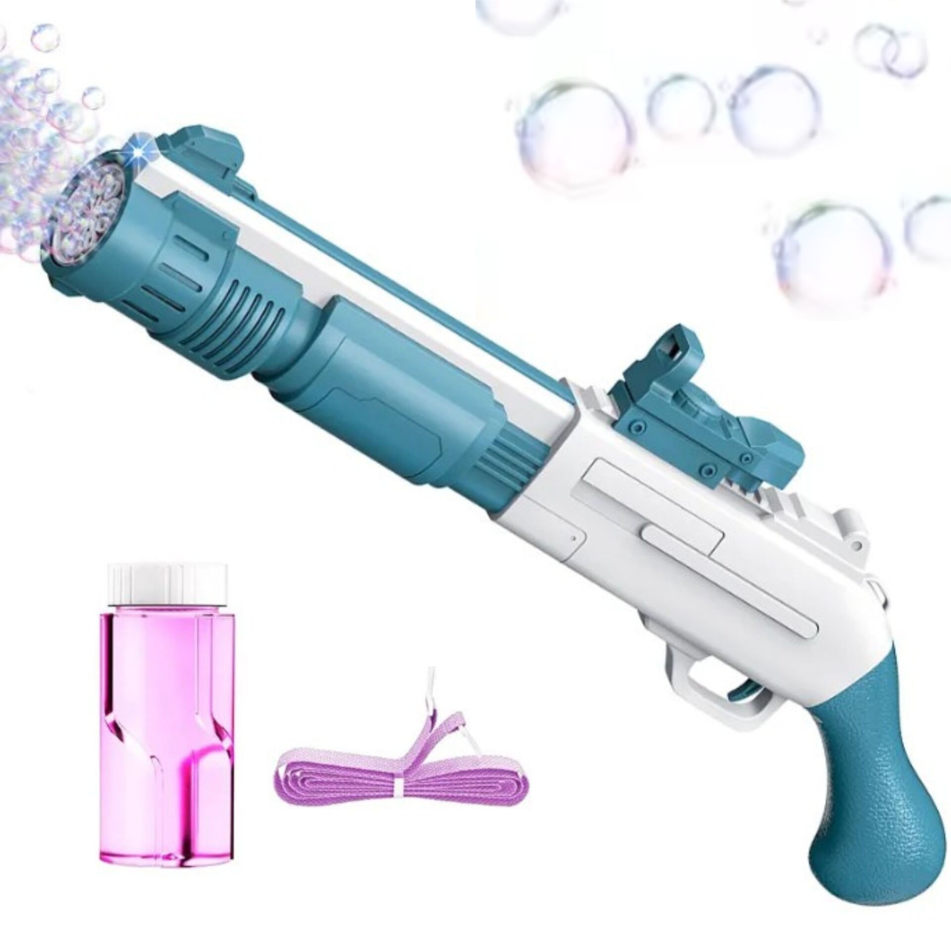 Pepita 10 lyukú Buborékfújó pisztoly LED fénnyel + Ajándék folyad...
