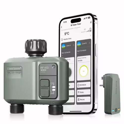 Zadabso WiFi öntözés időzítő okostelefon alkalmazással és átjáróval, két zónás vezérlés