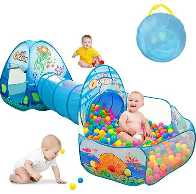 Pepita Játszósátor alagúttal és labdamedencével - kék