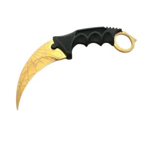 Cuțit Karambit de antrenament, model auriu, design pânză de păianjen, 18,5 cm 131076828 - Cutite si bricege