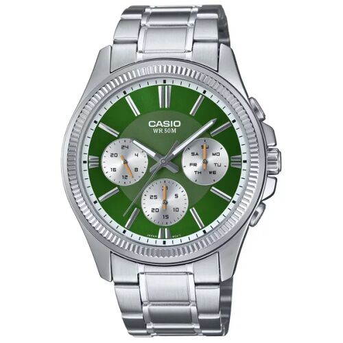 Casio Collection férfi karóra, rozsdamentes acél, zöld számlap, 50 m vízálló 131078179