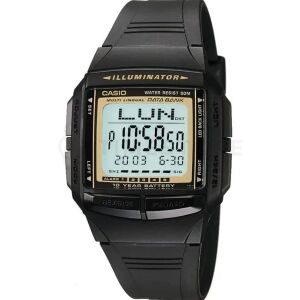 Casio DB-36-9A Herren Digitaluhr - Vorderansicht, schwarzes Harzarmband - Casio