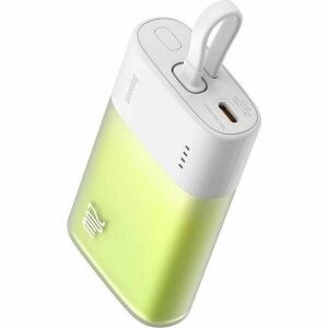 Baseus Popsicle powerbank beépített Lightning kábellel + Type-C - Type-C kábellel 5200mAh 20W 2.4A QC PD - fehér-zöld 131080782 - Baseus