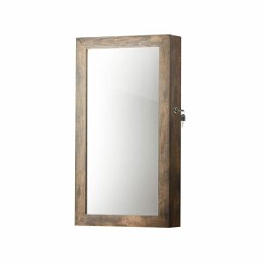 Dulap de perete cu oglinda pentru bijuterii, Mercaton, MDF, raft inferior, maro rustic, 37x10x67 cm 131082385