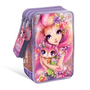 Piórnik z 3 przegródkami, w pełni wyposażony, postać Petulia&Paloma - Nebulous Stars