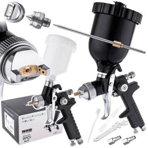 Professionelles HVLP-Spritzpistolen-Set mit 3 Düsen (0,8, 1,4, 1,7 mm). Ideal für Automobil-, Holzbearbeitungs- und DIY-Lackierprojekte. - Farbsprühgeräte & -systeme