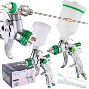 Set pistol de pulverizare TC Technic HVLP cu 3 dimensiuni de duze, cupe de 600 ml și 125 ml - TC Technic